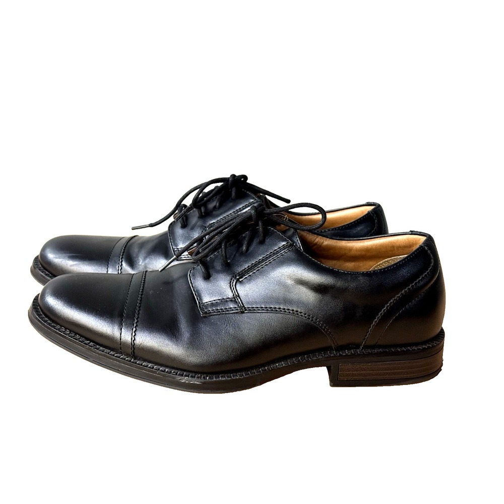 George‎ Men's Black Size 9 Cap Toe Branford Oxford Dress Shoes Comfort Footbed